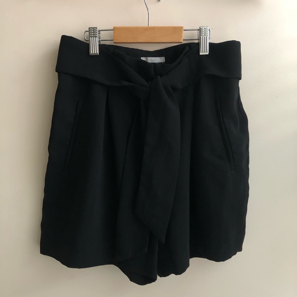 Black High-Waisted Shorts with Tie Belt